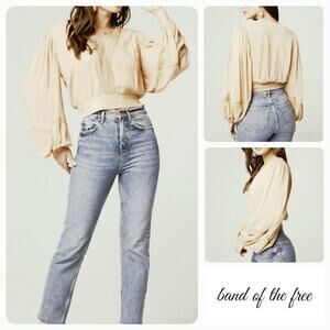 NWT B.O.G. Band of the Free Brie Lace Long Sleeve Top Sz. M [8-10] Light Camel‎